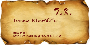 Tomecz Kleofás névjegykártya